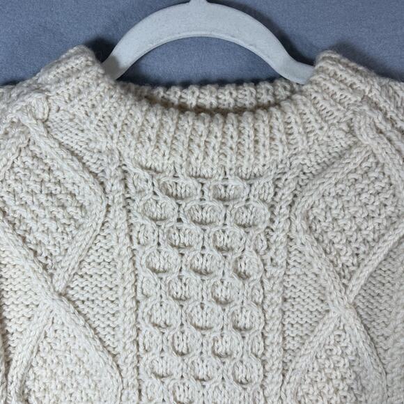 Glen Eany Genuine Donegal Knit 100% Wool Sweater Ireland Long‎ Sleeve Ivory L - Picture 3 of 10